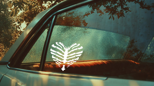 Gothic Bone Heart Ribcage Vinyl Decal - Spooky Decor for Your Space