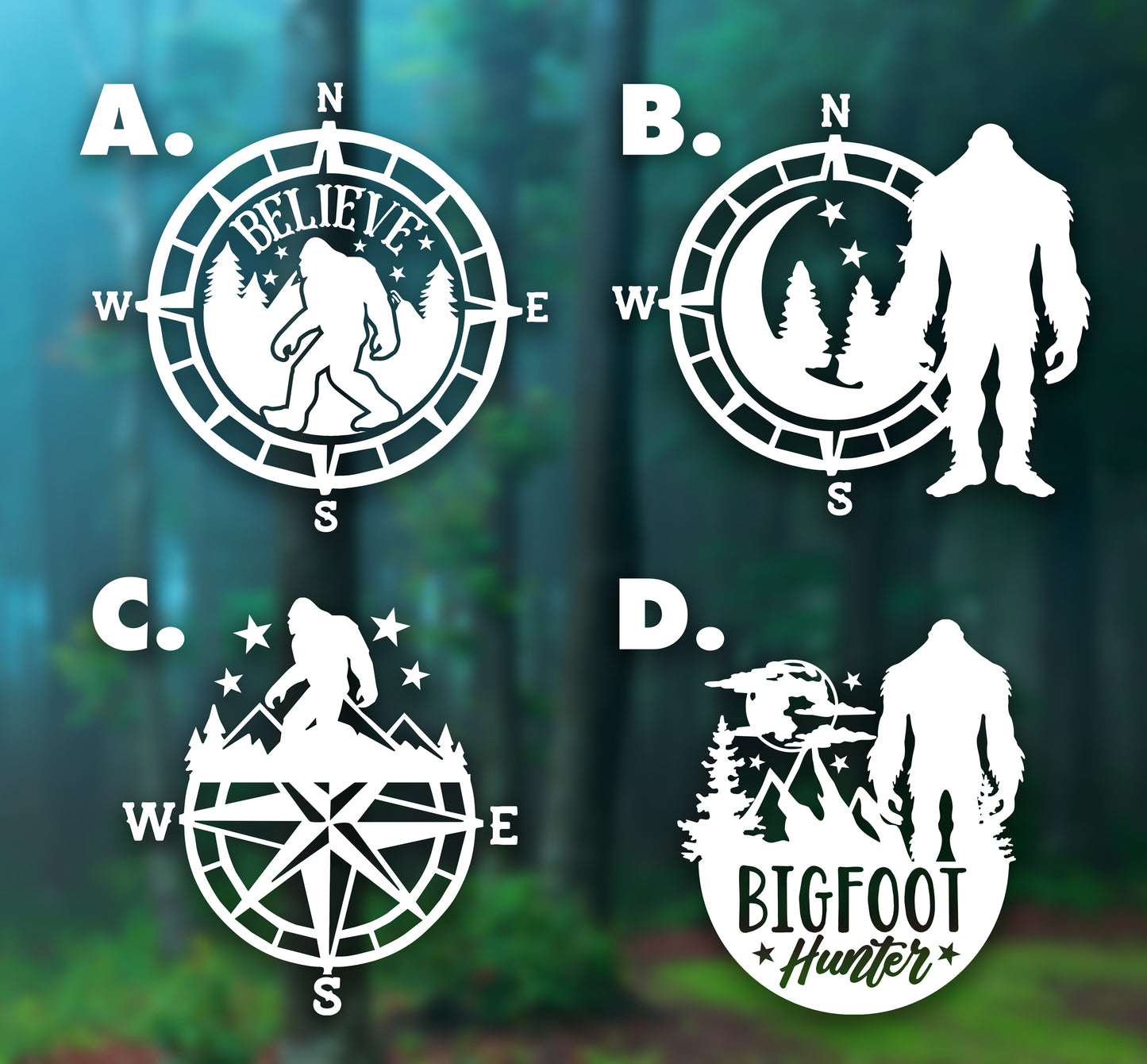 Bigfoot Hunter/Believe Cryptid Vinyl Decal for Car