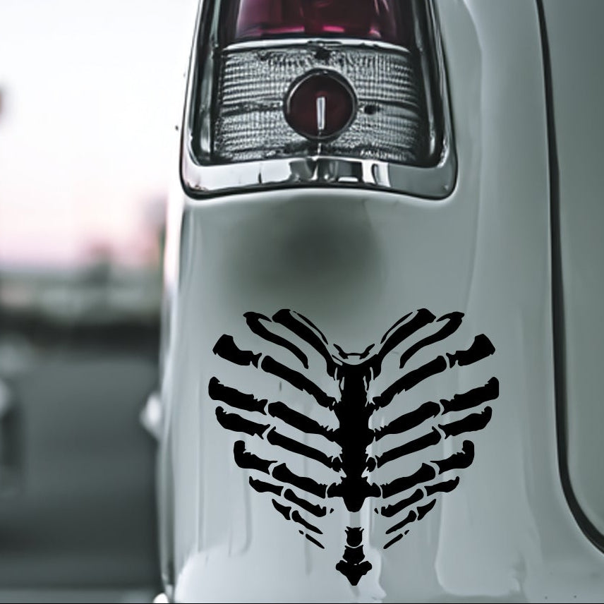 Gothic Bone Heart Ribcage Vinyl Decal - Spooky Decor for Your Space