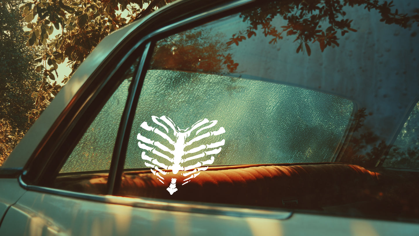 Gothic Bone Heart Ribcage Vinyl Decal - Spooky Decor for Your Space
