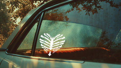 Gothic Bone Heart Ribcage Vinyl Decal - Spooky Decor for Your Space
